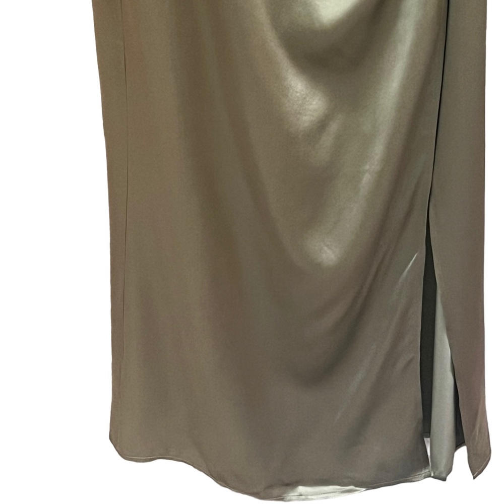 Reformation Dress Barrow Silk Maxi Gown Green Artichoke Sz 8 - Picture 9 of 15